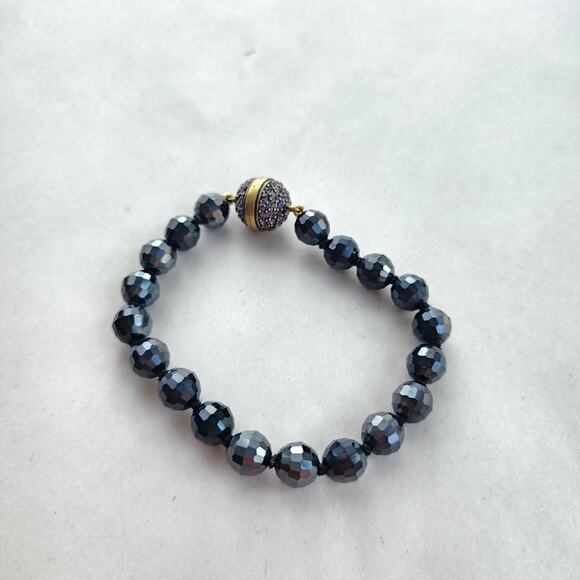 Heidi Daus Bracelet Jewelry Swarovski Crystal Graphite Glass Beaded Purple - Picture 4 of 7